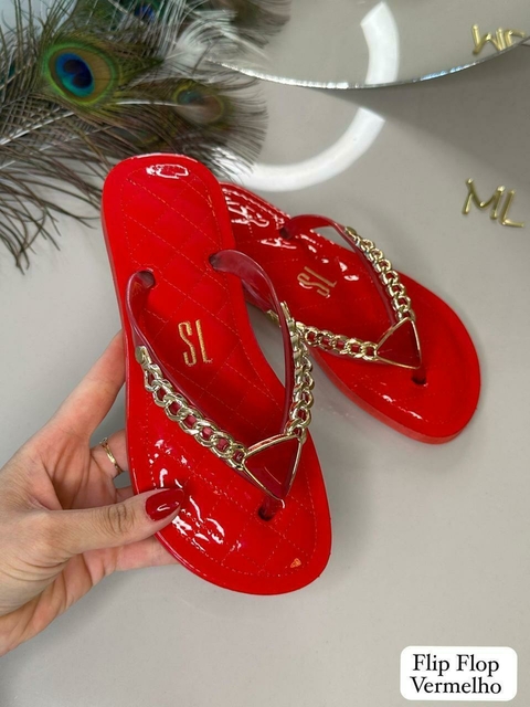 Chinelo Feminino Santa Lolla Flip Flop Correntinha News - Vermelho - comprar online
