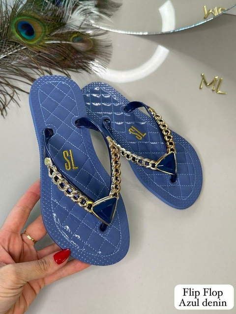 Chinelo Feminino Santa Lolla Flip Flop Correntinha News - Azul - comprar online