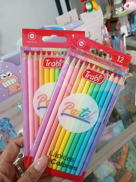 LAPICES DE COLORES X 12 PASTEL TRABI - comprar online