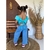 Conjunto Infantil Jeans com Calça Wid Leg e Cropped de amarração e Babados -Lais- na internet