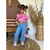 Conjunto Infantil Jeans com Calça Wid Leg e Cropped de amarração e Babados -Lais- - Lolla Kids Oficial