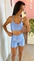 CONJUNTO SHORT CANELADO WONDER TRANÇAS AZUL BEBE TAM G