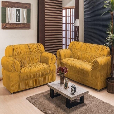 CAPA P/ SOFÁ 3 E 2 LUGARES - MOSTARDA - comprar online