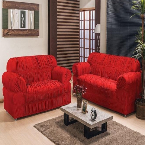 CAPA P/ SOFÁ 3 E 2 LUGARES - VERMELHO - comprar online