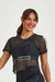 Blusa de Tela com Elástico Personalizado Preto