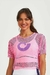 Cropped Com Aplicação Exclusiva Rosa Glossy