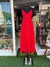 Vestido vermelho longo em linhão. ZARA. Tamanho M.