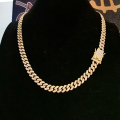 Cadena Cubana Premium Diamantada Oro Laminado 14k