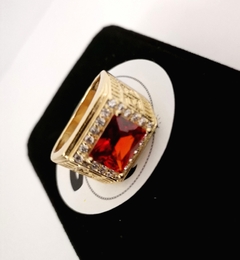 Anillo Piedra Roja Oro Laminado