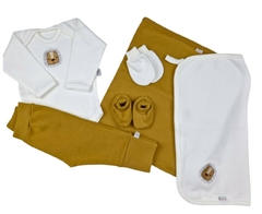 Kit 1° Dia Algodão Egípcio Canelado - off/Mostarda (6 peças) - loja online