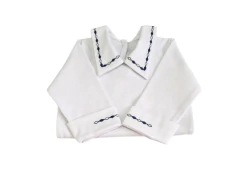 Body gola e punho bordados - Azul Marinho Suedine Pima - Poohlulu for Babies