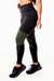 Calça Legging Fitness Academia Preta com Fit Cintura Alta Verde Militar e Detalhe em Tela Dry | REF: SV14 - comprar online