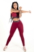 Calça Legging com Bolso de Tela + Cropped Marsala com Elásticos Conjunto Fitness | REF: CCA8