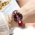 Relógio Feminino Poedagar com Design de Diamante e Pulseira de Couro Vermelho Quartzo - loja online
