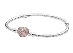 Pulseira Com Fecho De Coração Cravejado Rose Pandora