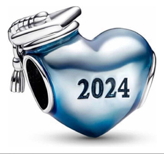 Charm Pingente Coração Graduação 2024 Azul Em Prata 925 - comprar online