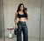 Calça de couro fake wide leg calça courinho - comprar online