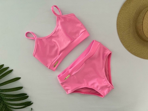 CONJUNTO BIQUÍNI INFANTIL ROSA BARBIE