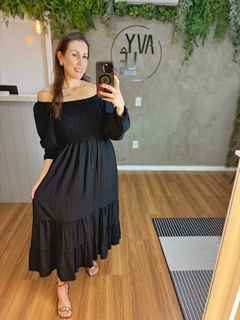 Vestido midi Lastex Manga longa - comprar online