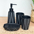 Set Baño de Resina x4 Rayas Negro - Bonito Home