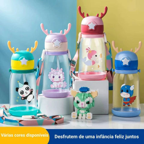 Garrafa alce com canudo e botão automático - comprar online