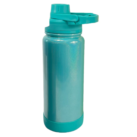 Garrafa Térmica 600ml Inox Premium Metalizado Brilho, Tampa Antivazamento Bico Rosqueável