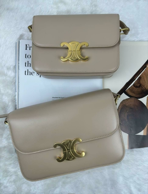 Bolsa Celine Triomphe Teen - bege com dourado - comprar online