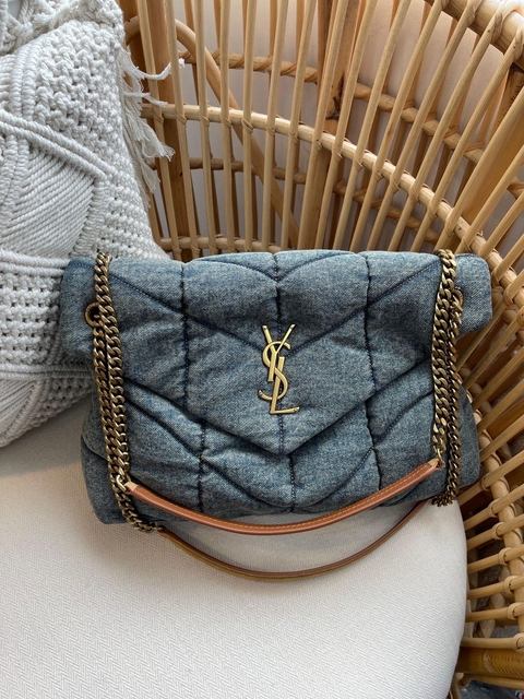 Bolsa YSL Yves Saint Laurent Puffer Loulou pequena - Jeans - comprar online