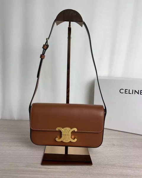 Bolsa Celine Claude - caramelo com dourado - comprar online