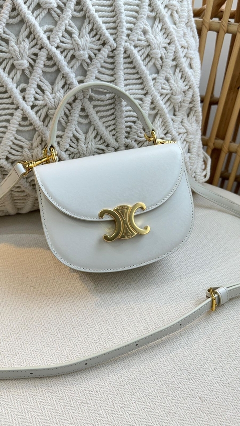 Bolsa Celine Clea mini - branco com dourado - comprar online