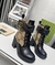 Bota Gucci GG salto médio - couro preto com canvas - comprar online
