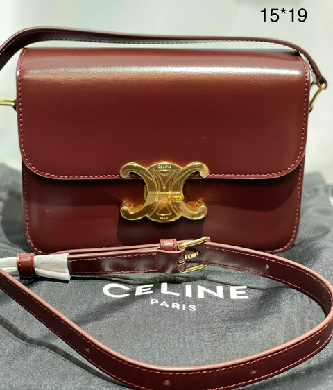 Bolsa Celine Triomphe Teen - bordo com dourado - comprar online