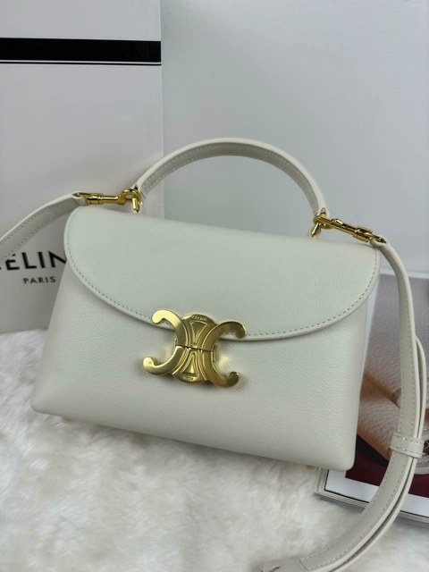 Bolsa Celine Nino Teen - branco com dourado - comprar online