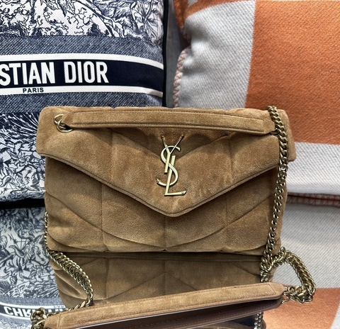 Bolsa YSL Yves Saint Laurent Puffer Loulou pequena - caramelo camurça - comprar online
