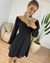 Vestido Curto com Mangas Bufantes e Decote Versátil