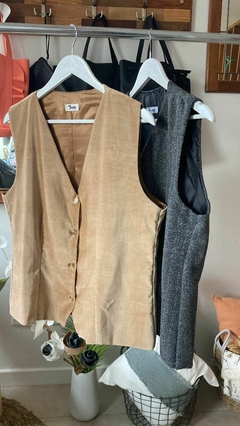 CHALECOS PAÑO ESPIGA GRIS OSCURO - tienda online
