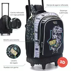 Mochila carro lets dino trucks c/ llavero SKORA