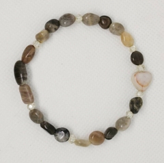 PULSERA PIEDRA LUNAR NEGRA Y CORAZON PIEDRA MAPA - comprar en línea