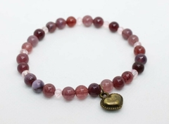 PULSERA AGATA MORADA Y CORAZÓN