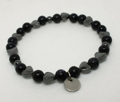 PULSERA VENTURINA AZUL CON HEMATITA DE CORAZON en internet