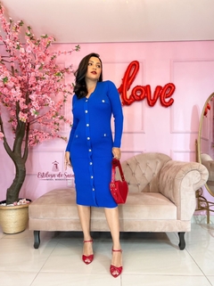 VESTIDO VALENTINA MIDI DE BOTÕES MANGA LONGA TRICOT