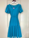 VESTIDO MANGA BALONE MALHA MONTARIA COM CINTO UN