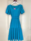 VESTIDO MANGA BALONE MALHA MONTARIA COM CINTO UN
