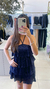 VESTIDO DE BABADOS COM AMARRACAO NO PESCOCO