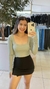 Cropped Coração manga longa Cinza