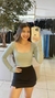 Cropped Coração manga longa Cinza - comprar online