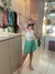 Conjunto Shorts Verde e Cropped Cru na internet