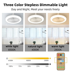 Ventilador de teto elétrico com luz, lâmpada led, controle remoto