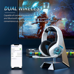 Imagem do BINNUNE-Fone de Ouvido Sem Fio para Jogos com Microfone Cancelador de Ruído