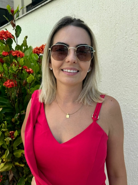 Óculos Hexagonal - Marrom